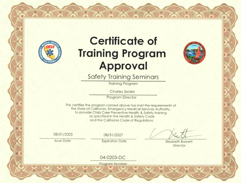 EMSA Child Care & Preventive Health Training License