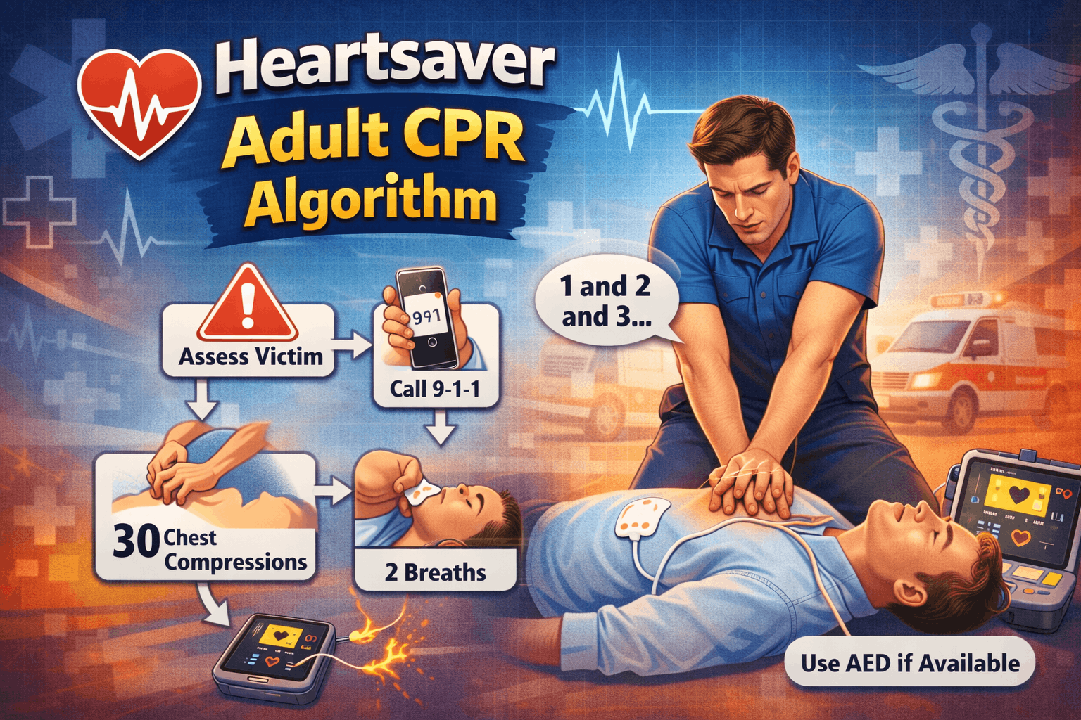 Heartsaver Adult CPR steps illustrated (1)
