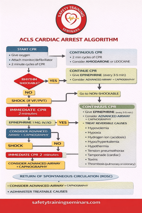 ACLS Cardiac Arrest Algorithm - Safety Training Seminars