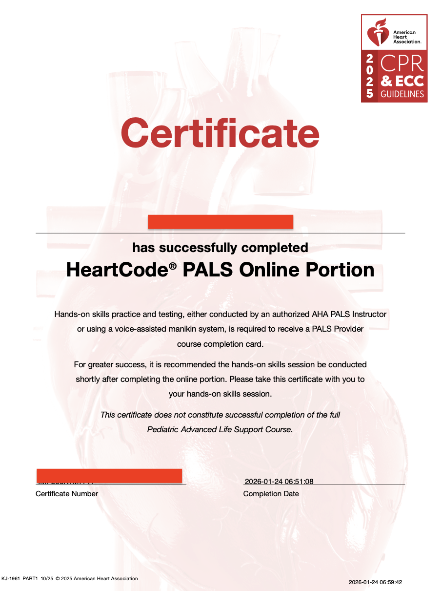 AHA PALS Skills testing