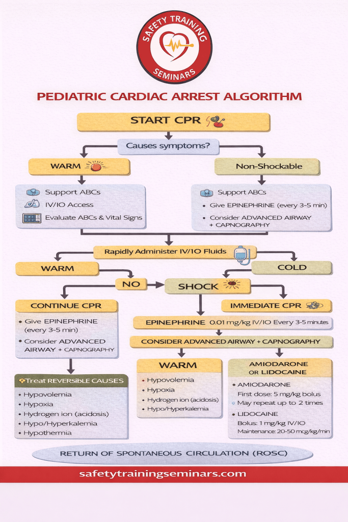 Pediatric Cardiac Arrest Algorithm - Safety Training Seminars