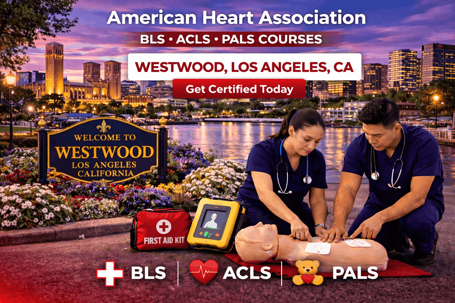 BLS, ACLS, PALS & CPR-First Aid Course Westwood, Los Angeles, CA