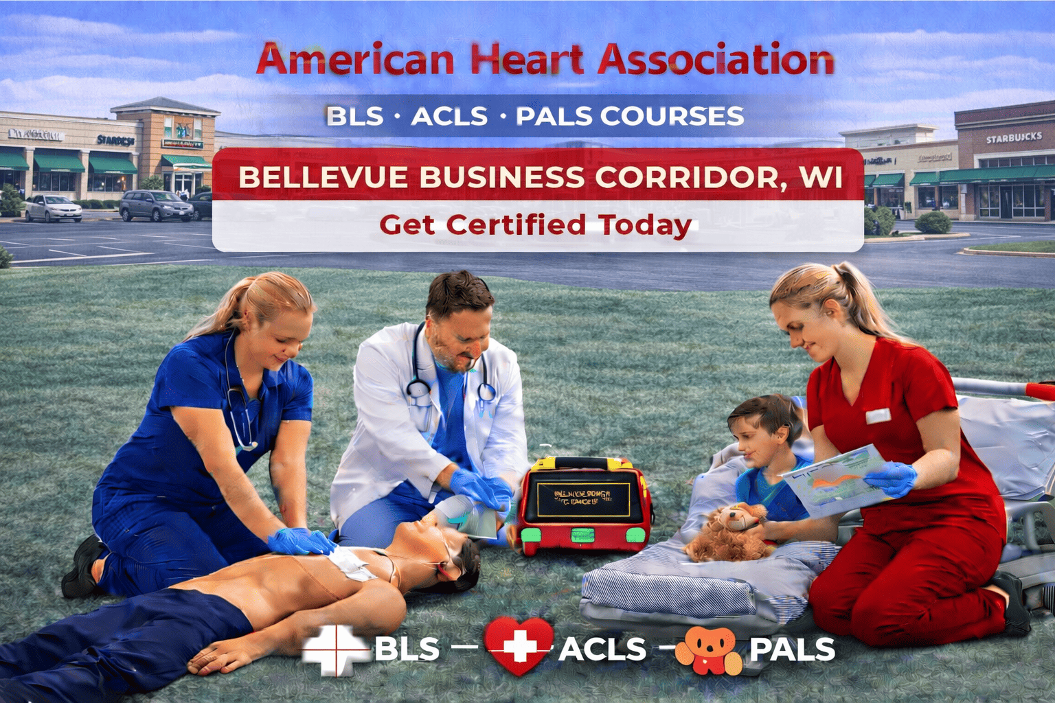BLS, ACLS, PALS & CPR-First Aid Course in Bellevue, WI