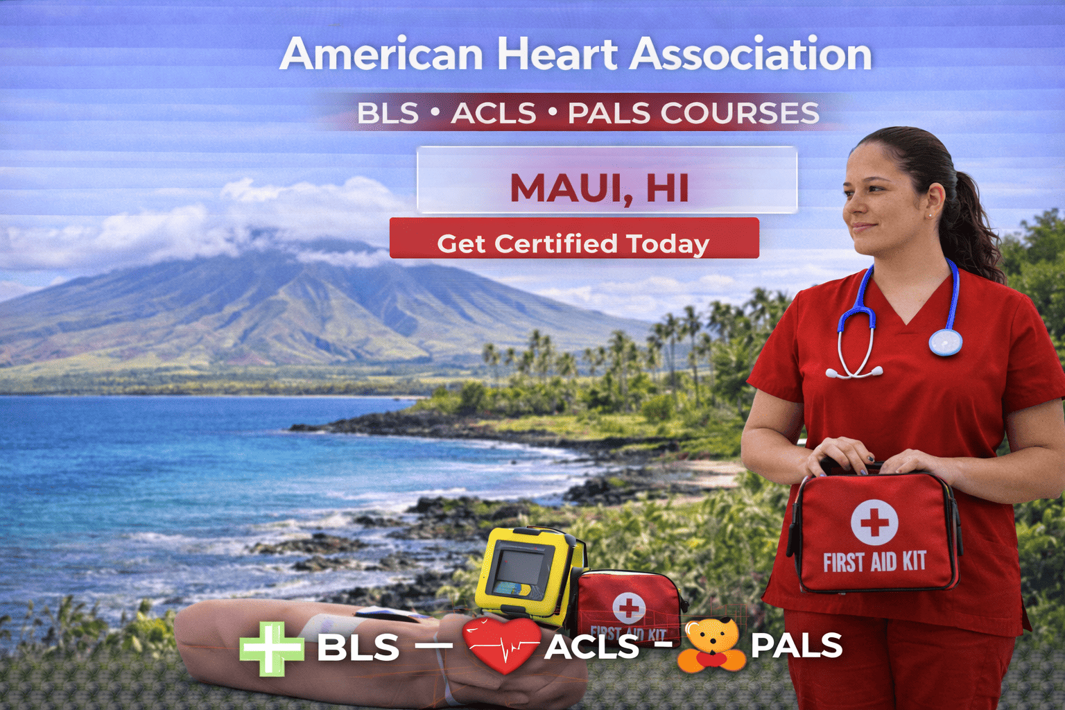 BLS, ACLS, PALS & CPR-First Aid Course in Maui, HI
