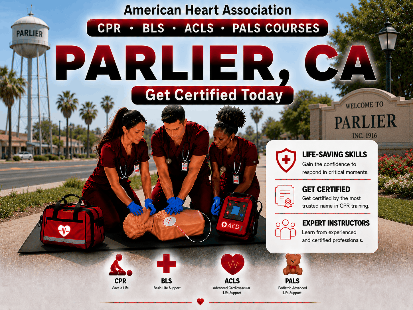 CPR, BLS, ACLS PALS Classes Near Parlier, CA
