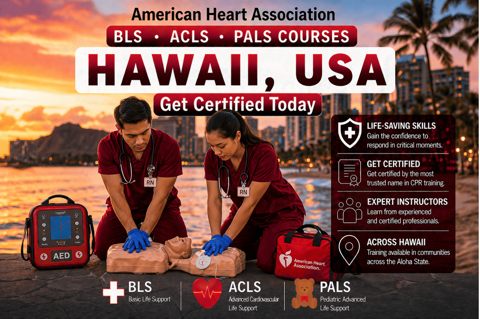 CPR BLS, ACLS & PALS Courses in Hawaii