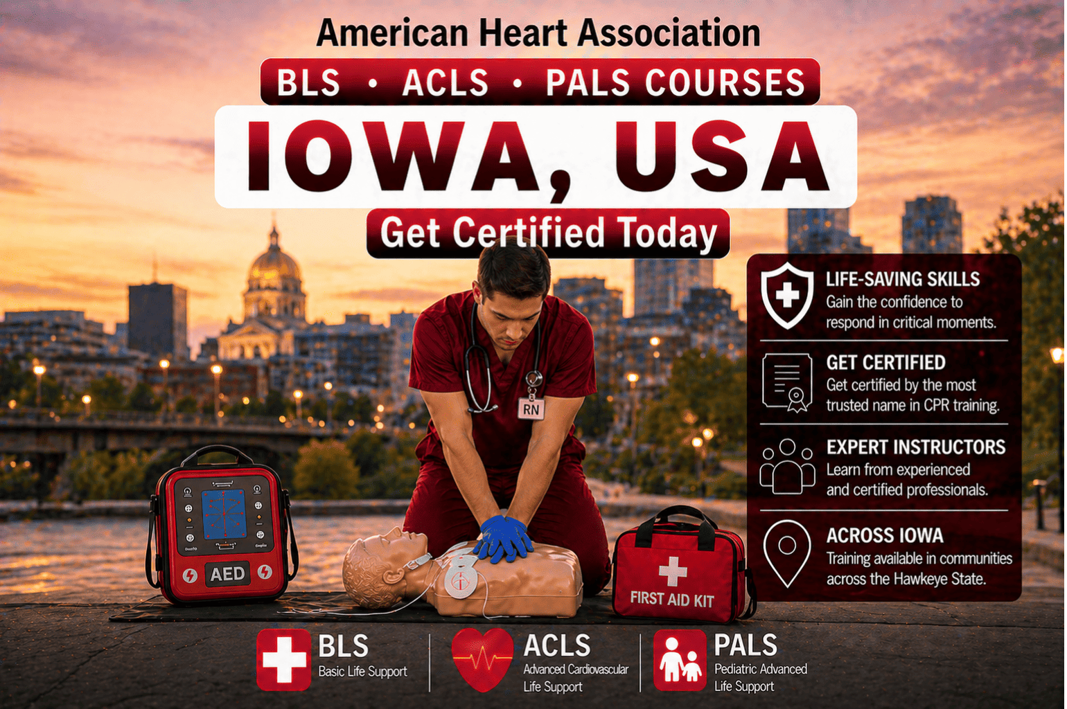CPR BLS, ACLS & PALS Courses in Iowa