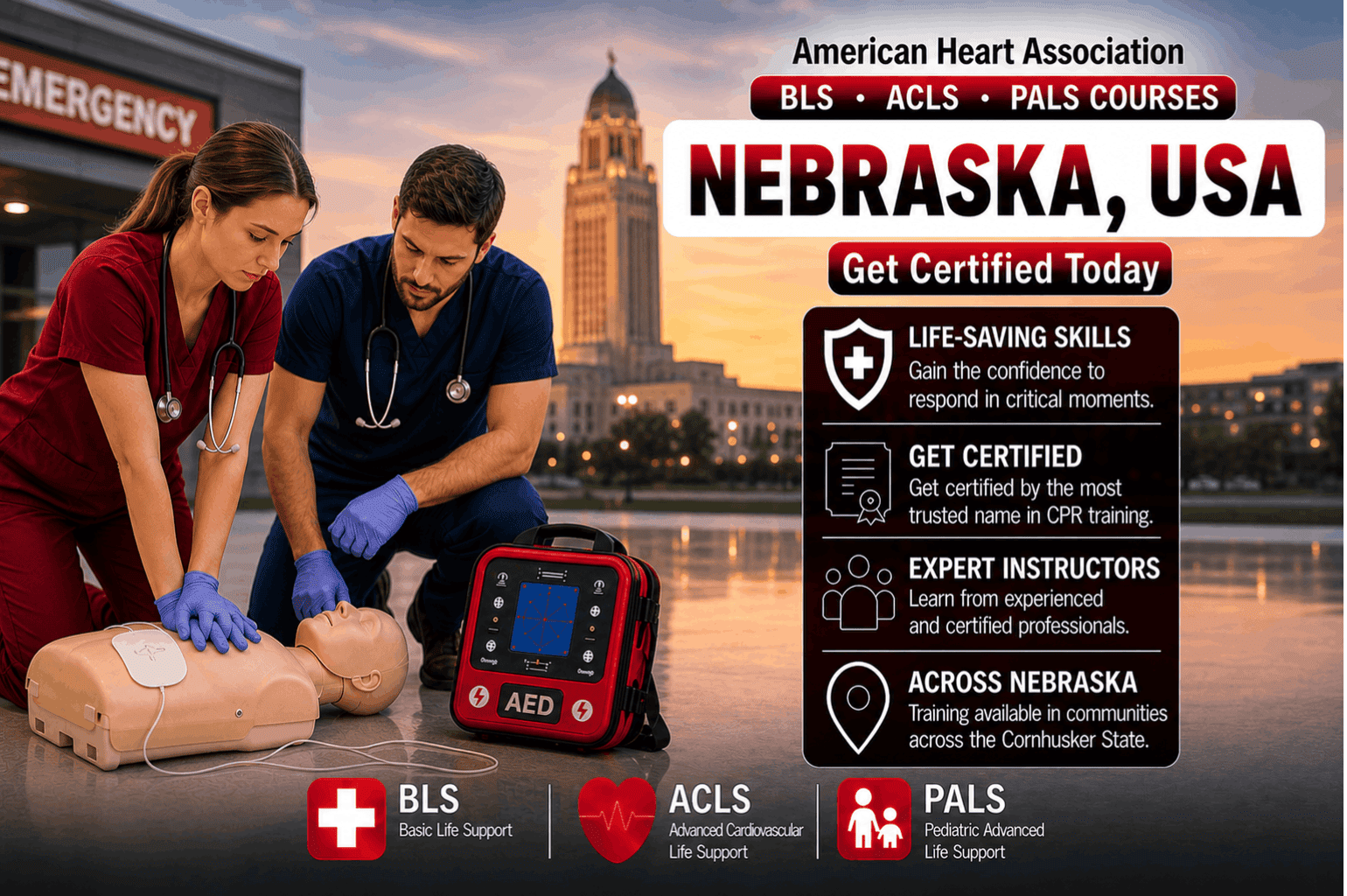 CPR BLS, ACLS & PALS Courses in Nebraska
