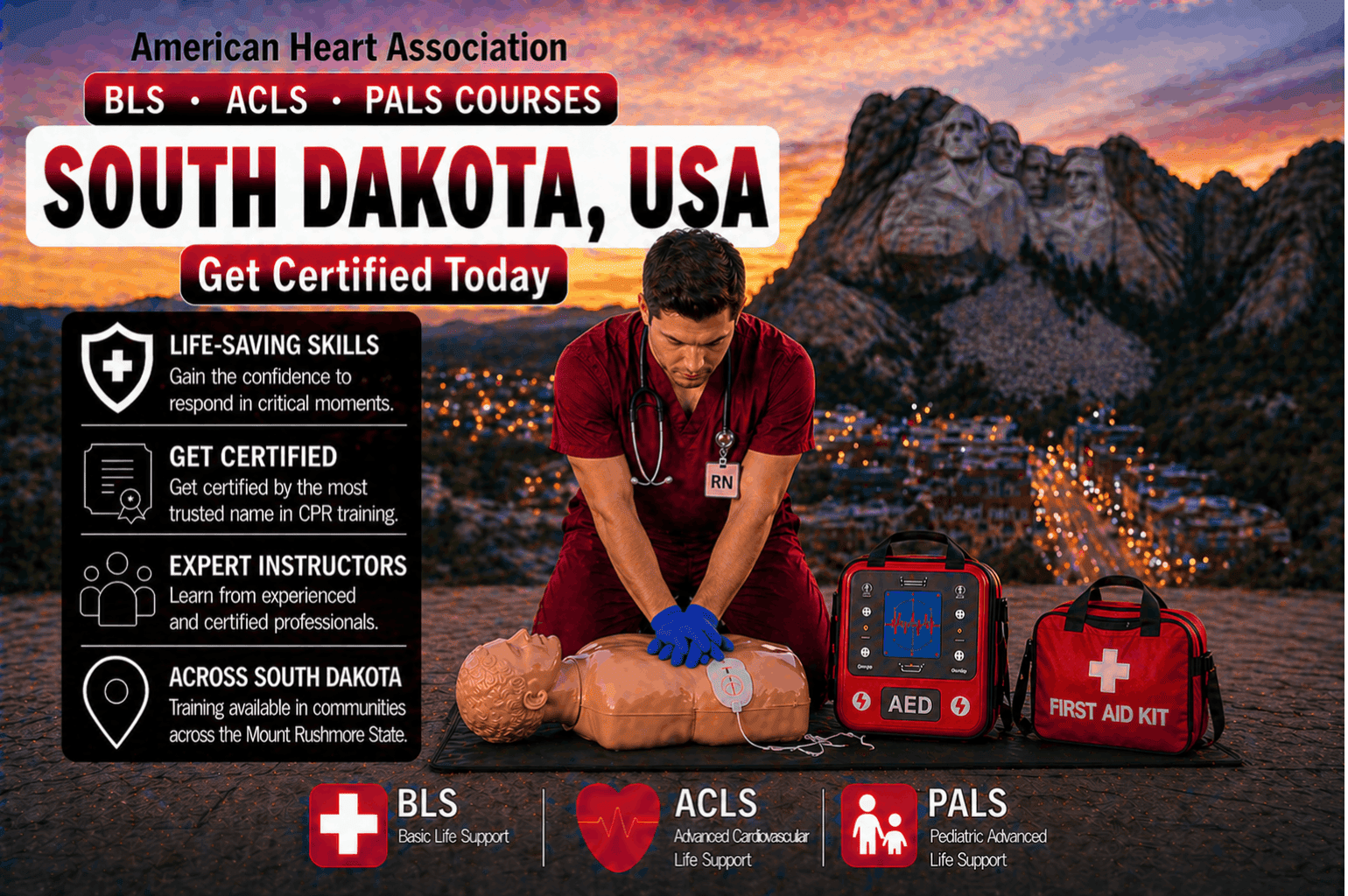 BLS CPR, ACLS & PALS Classes in South Dakota