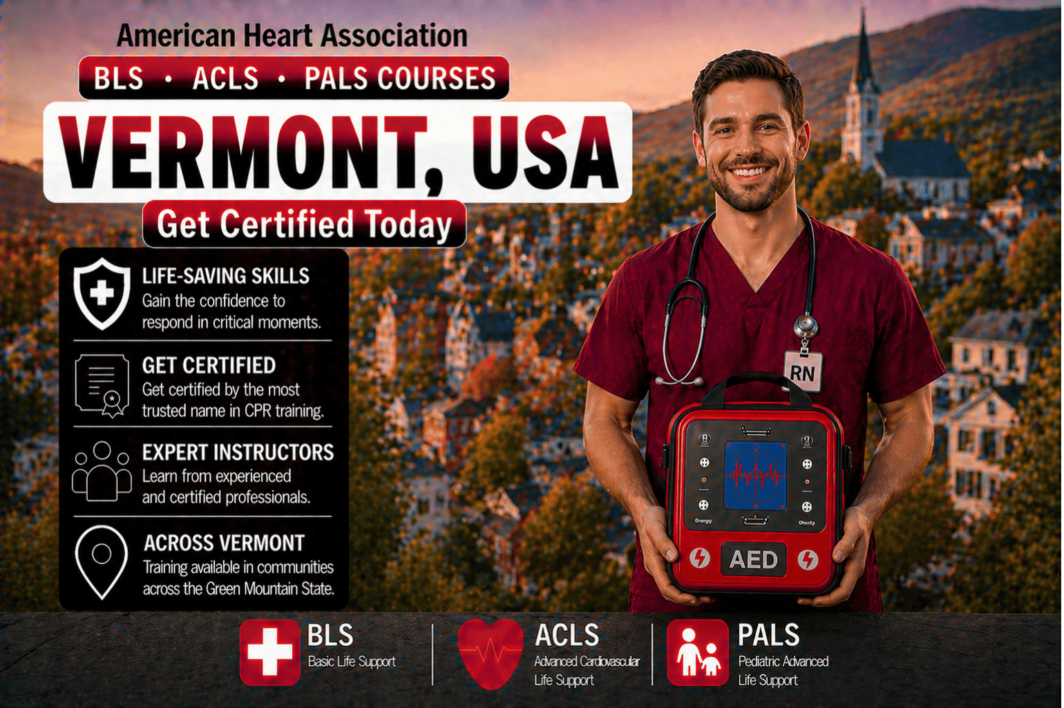 CPR BLS, ACLS & PALS Courses in Vermont