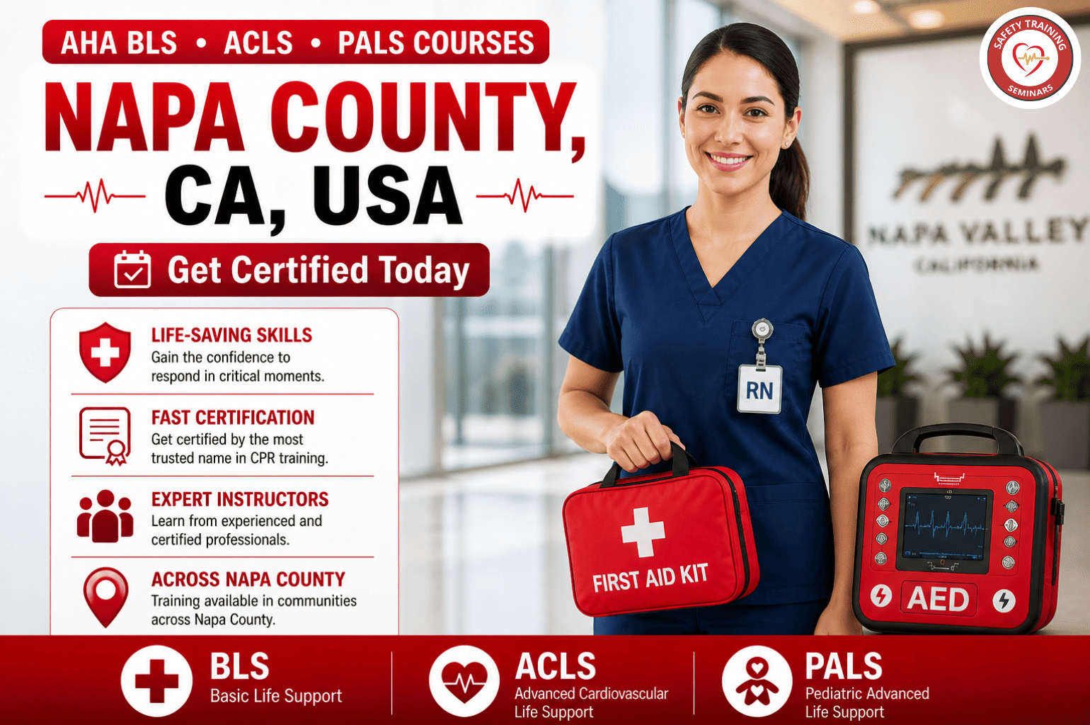 CPR BLS, ACLS & PALS Certification Courses in Napa County
